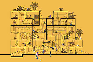 Visualisierung „Maximal Wohnen“ (Bild: Pötting/Naqvi)
